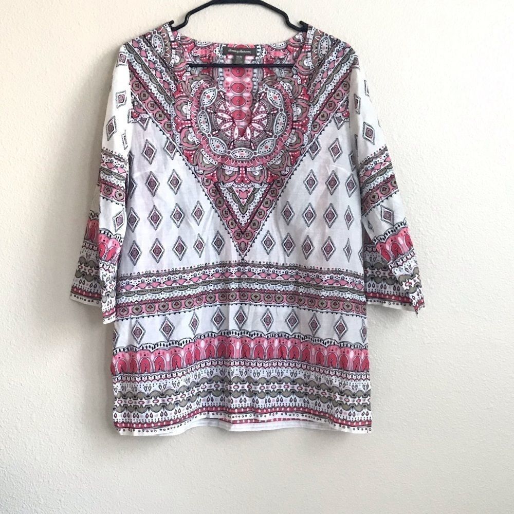 19.Tommy Bahama Aztec design tunic size M